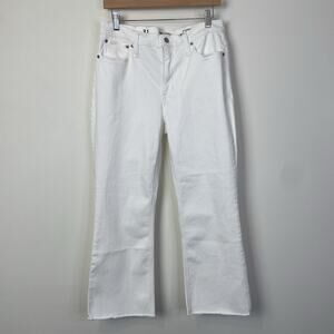 J. Crew 9" Demi-Boot‎ Crop Jean in White Wash Size 31 High Rise Raw Hem BQ301